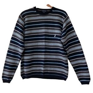NAUTICA crewneck long sleeve striped cotton sweater, size S